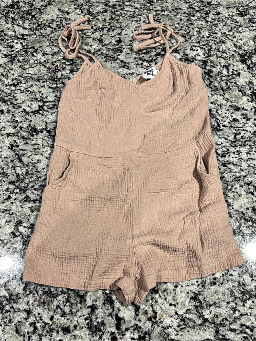 Women’s Princess Polly Tan Romper Jumpsuit One Piece Tie-Strap Size 0